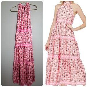 Jade Melody Tam Anthropologie Halter Dress Women Large Tribeca Fans Pink NEW
